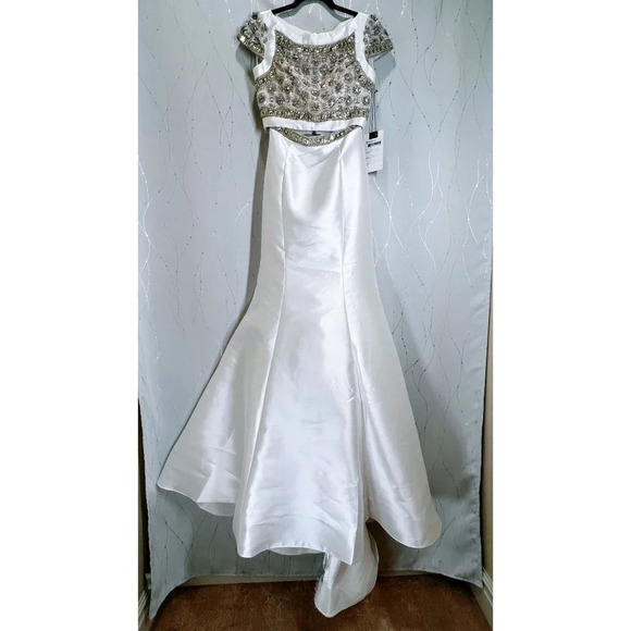 NWT Mac Duggal White Two Piece Formal Pageant Gown $598 - Picture 4 of 10